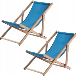 Kadax Leżak Ogrodowy Plażowy Drewniany Leżaki 2szt