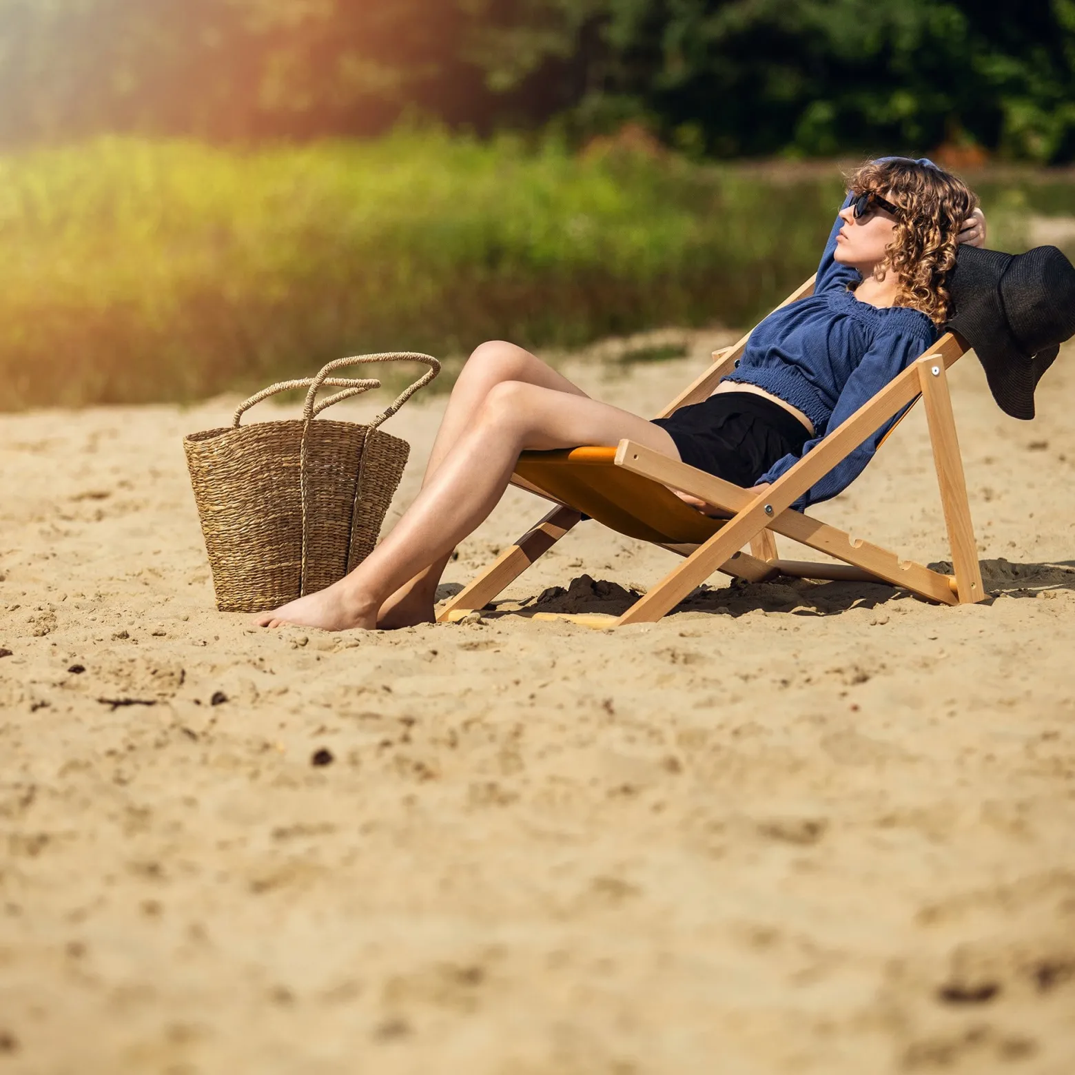 Kadax Leżak Ogrodowy Plażowy Drewniany Leżaki 2szt