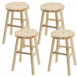 Kadax Taboret Drewniany Stołek Krzesło 46cm 4szt