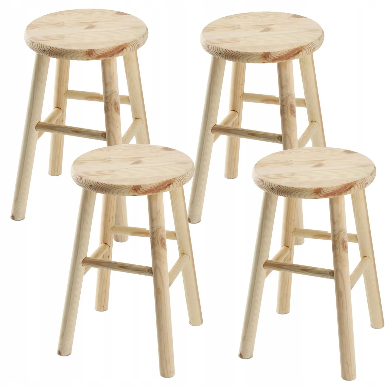 Kadax Taboret Drewniany Stołek Krzesło 46cm 4szt