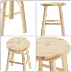 Kadax Taboret Drewniany Stołek Krzesło 46cm 4szt
