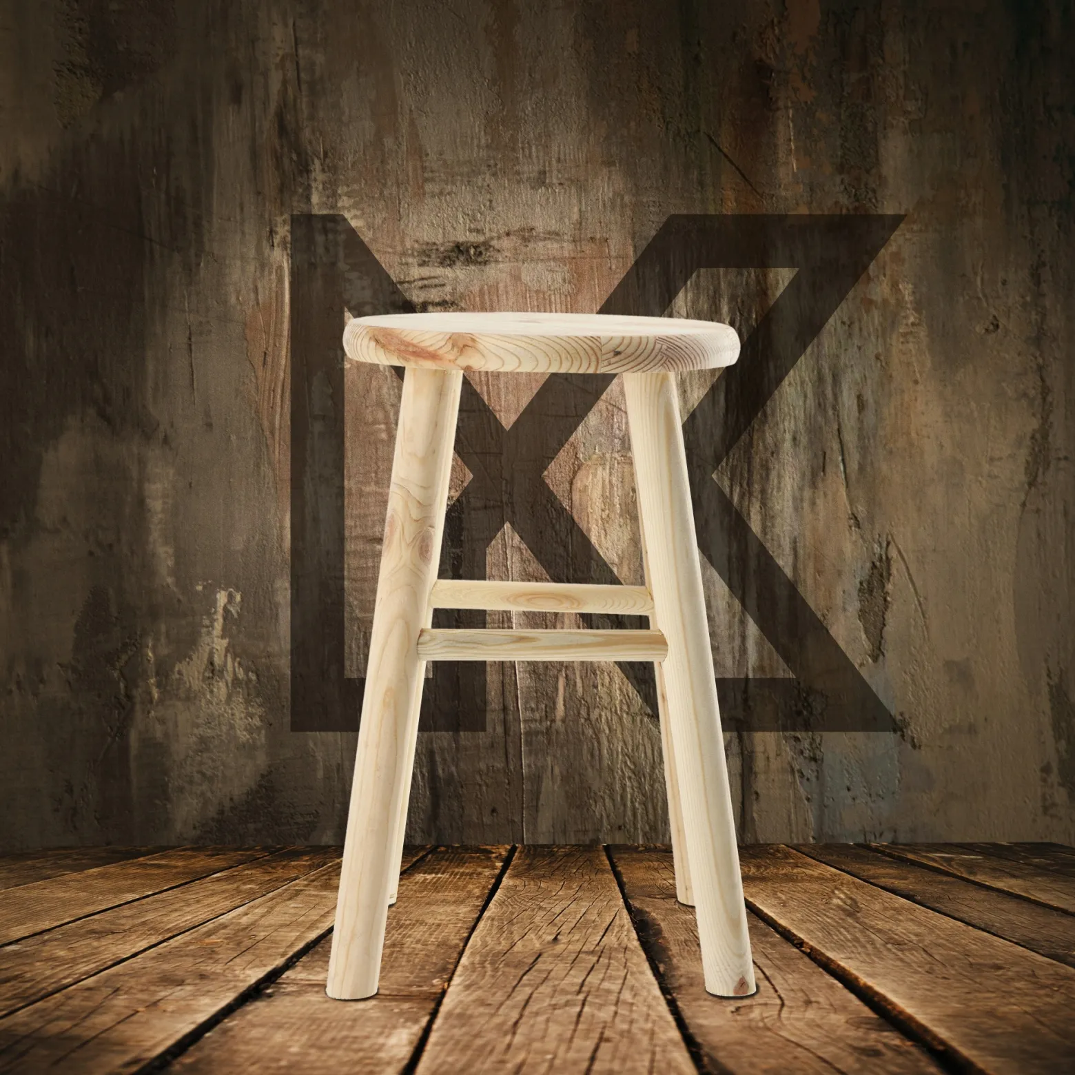 Kadax Taboret Drewniany Stołek Krzesło 46cm 4szt