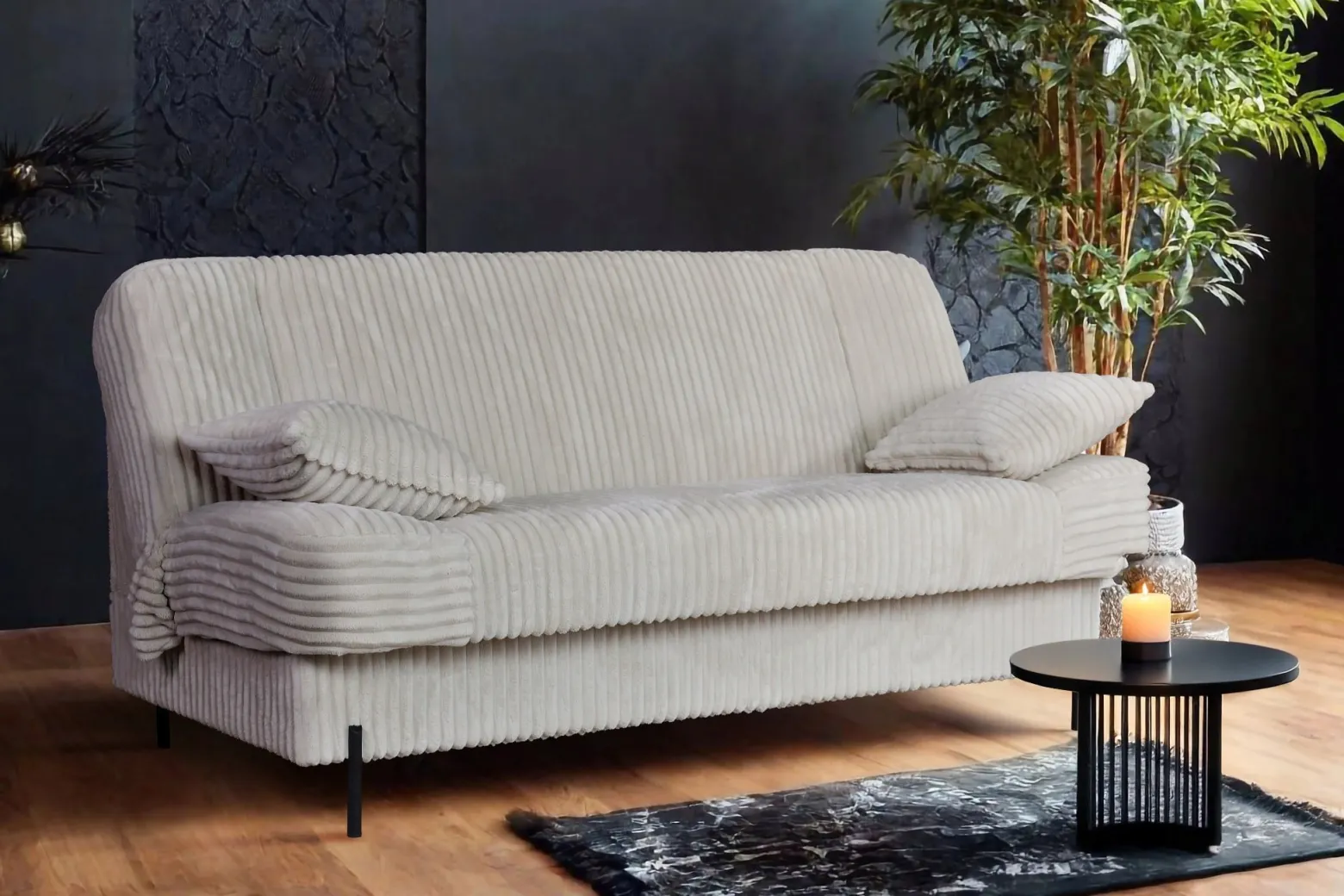 Kanapa sofa Sara rozkładana wersalka do spania Rene Family meble ciem szara