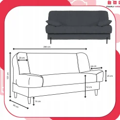 Kanapa sofa Sara rozkładana wersalka do spania Rene Family meble ciem szara