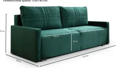 Kanapa z funkcją spania sofa z bokami sofa rozkładana Oslo - braz