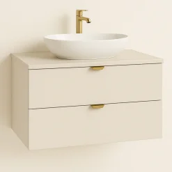 Kaszmirowa Szafka Łazienkowa z Blatem 80cm 2 Szuflady Orio