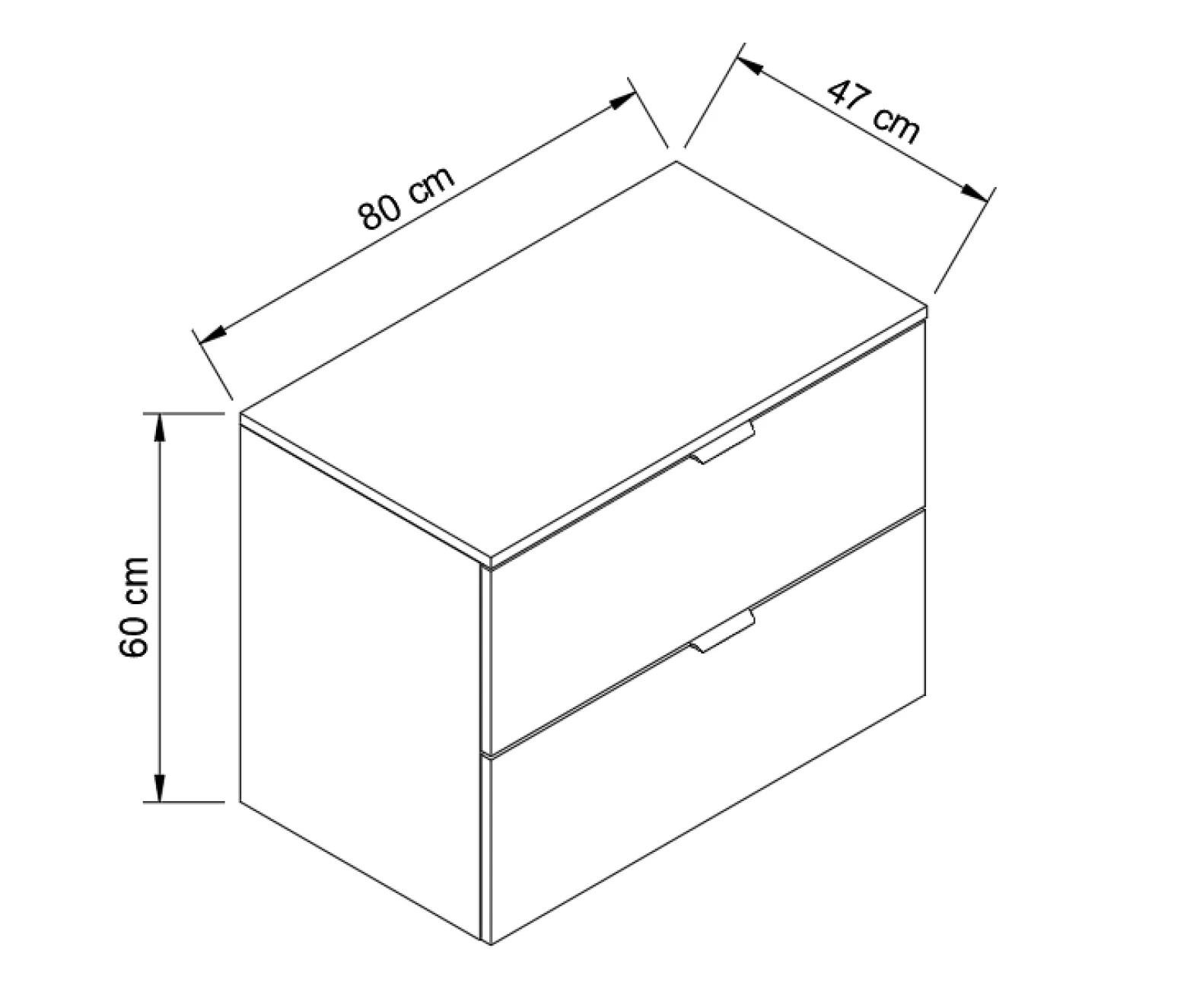 Kaszmirowa Szafka Łazienkowa z Blatem 80cm 2 Szuflady Orio