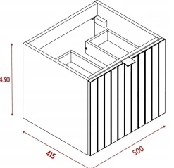 Kaszmirowa szafka pod umywalkę 50 cm lakierowana frezowany front 2 szuflady