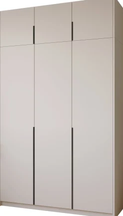 Kaszmirowa wysoka szafa uchylna z półkami i drążkami 150 cm ASAN