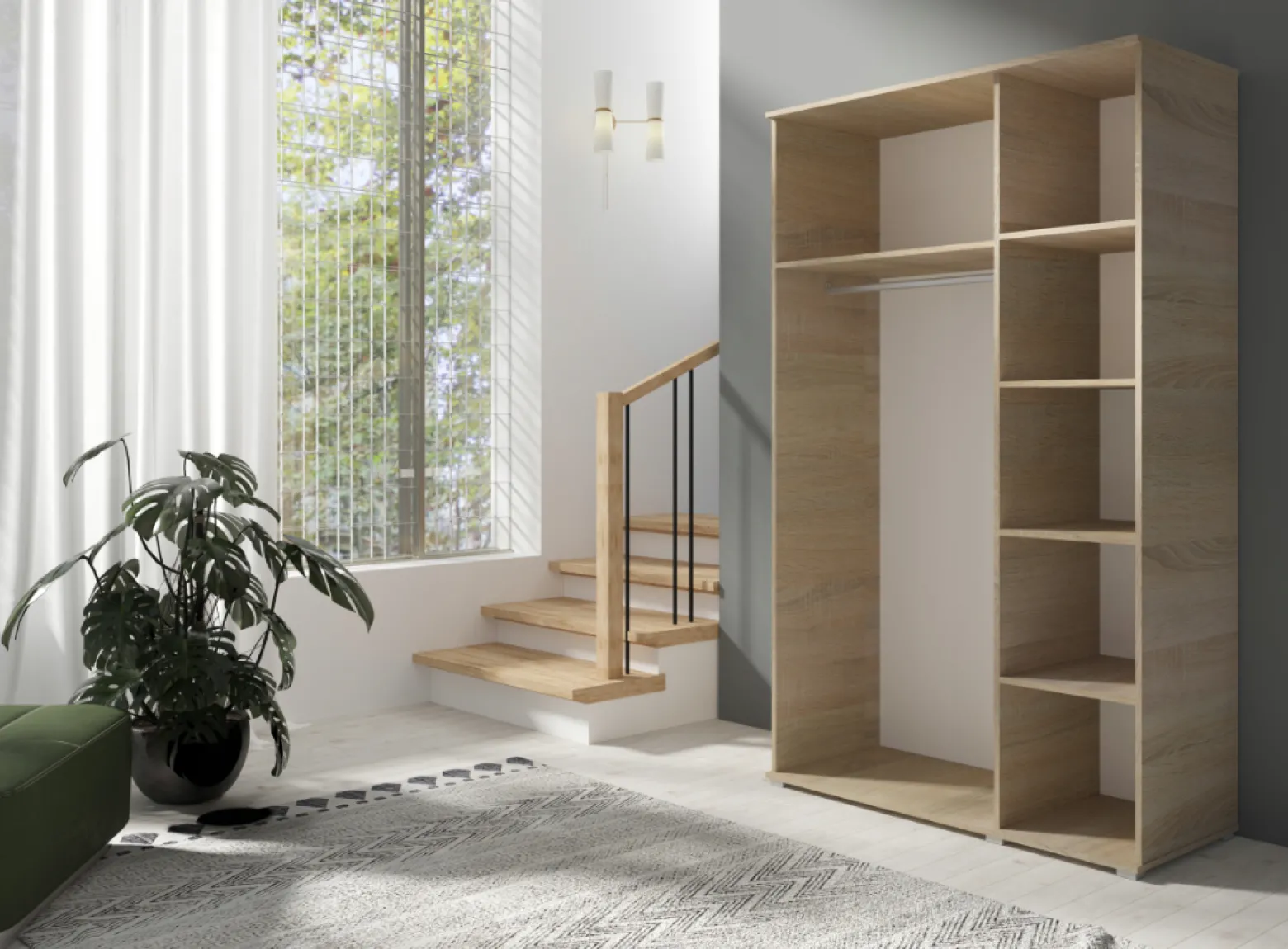 Kaszmir Szafa Garderoba do Przedpokoju 3 drzwi z półkami 120cm