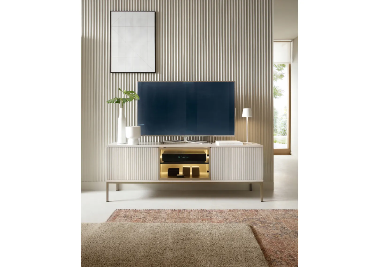 Kaszmir Szafka RTV 154 cm SENSO PS + oświetlenie Led