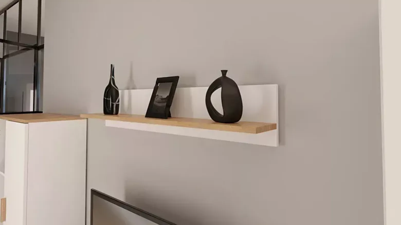 Klasyczna półka ścienna na książki biały + hikora - Xyreon