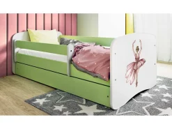 Łóżko Babydreams zielone Tancerka z szufladą materac piankowy 180x80
