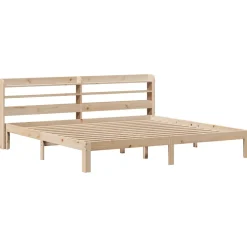 Łóżko Drewniane Brązowe Rama Łóżka Stelaż Do Pokoju Sypialni 200x200 cm