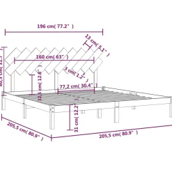 Łóżko Drewniane Rama Łóżka Sofa Czarne Do Sypialni Pokoju 200 x 200 cm