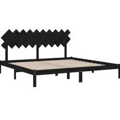 Łóżko Drewniane Rama Łóżka Sofa Czarne Do Sypialni Pokoju 200 x 200 cm