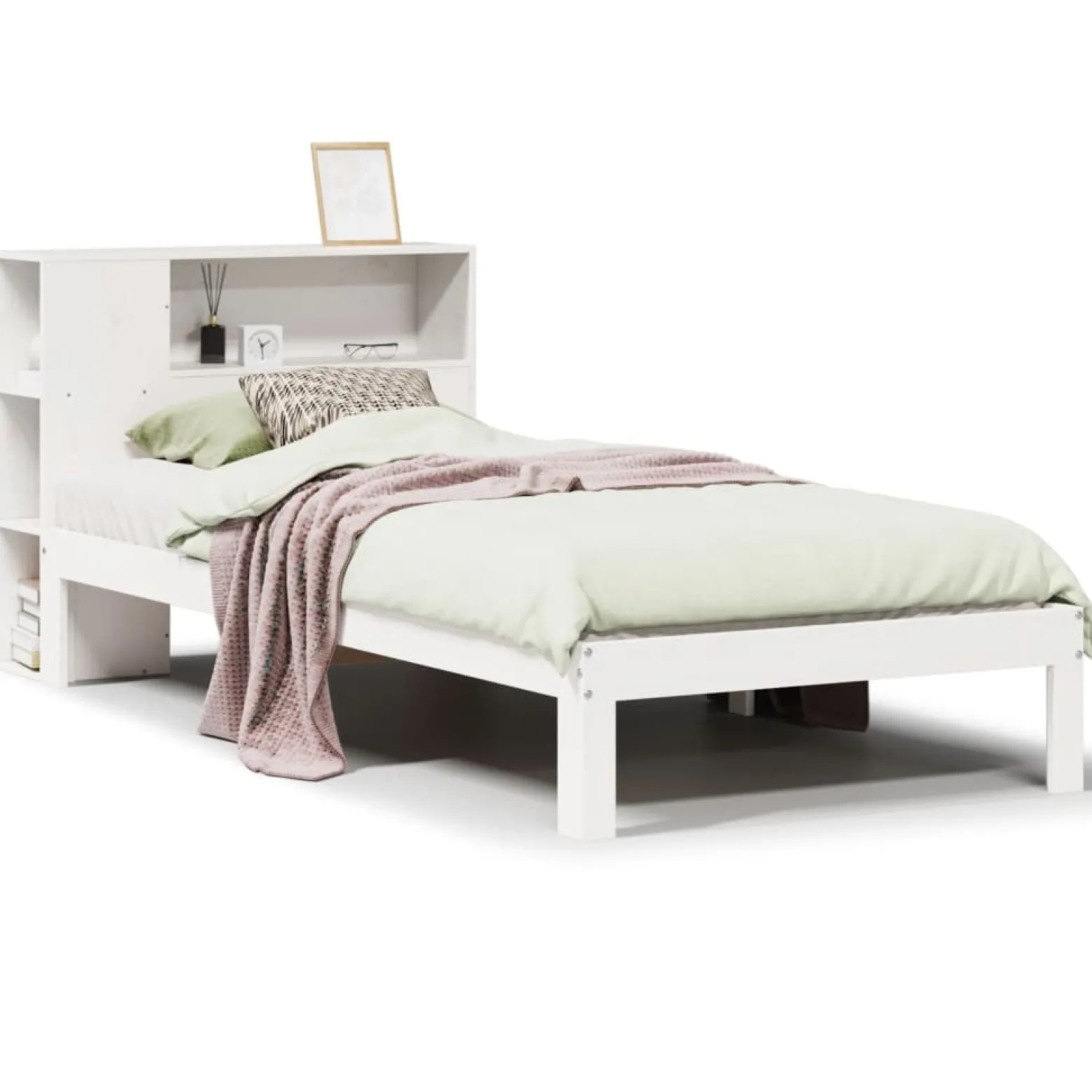 Łóżko drewniane rama łóżka sofa biała do sypialni pokoju 75x190 cm