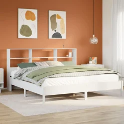 Łóżko Drewniane Rama Łóżka Sofa Biała Do Sypialni Pokoju 180x200 cm