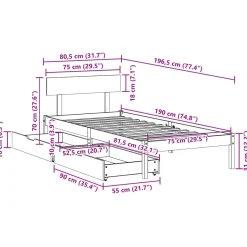 Łóżko drewniane rama łóżka sofa biała do sypialni pokoju 75x190 cm
