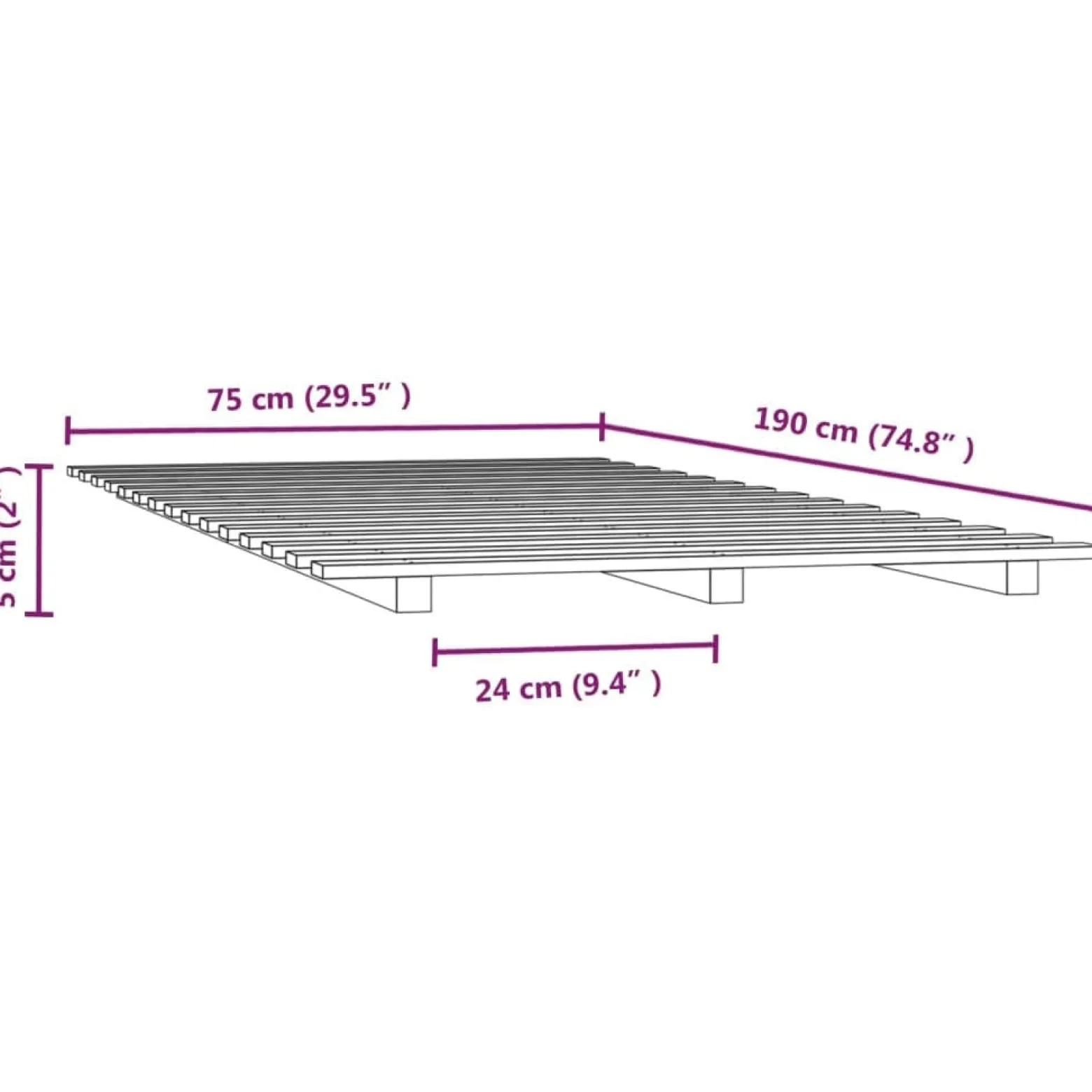 Łóżko Drewniane Rama Łóżka Sofa Brązowe Do Sypialni Pokoju 75x190 cm