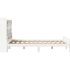 Łóżko Drewniane z Regałem Rama Łóżka Ze Stelażem Biała 150x200 cm