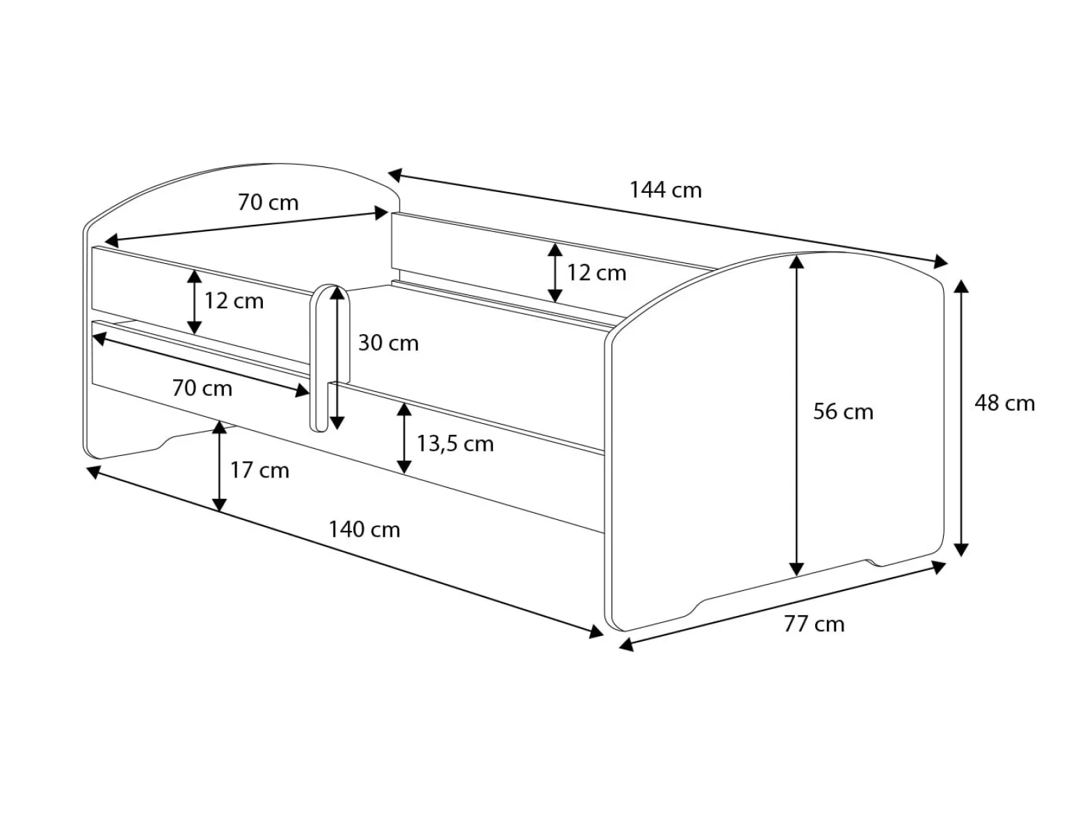 Łóżko dziecięce Max 140x70 z barierką