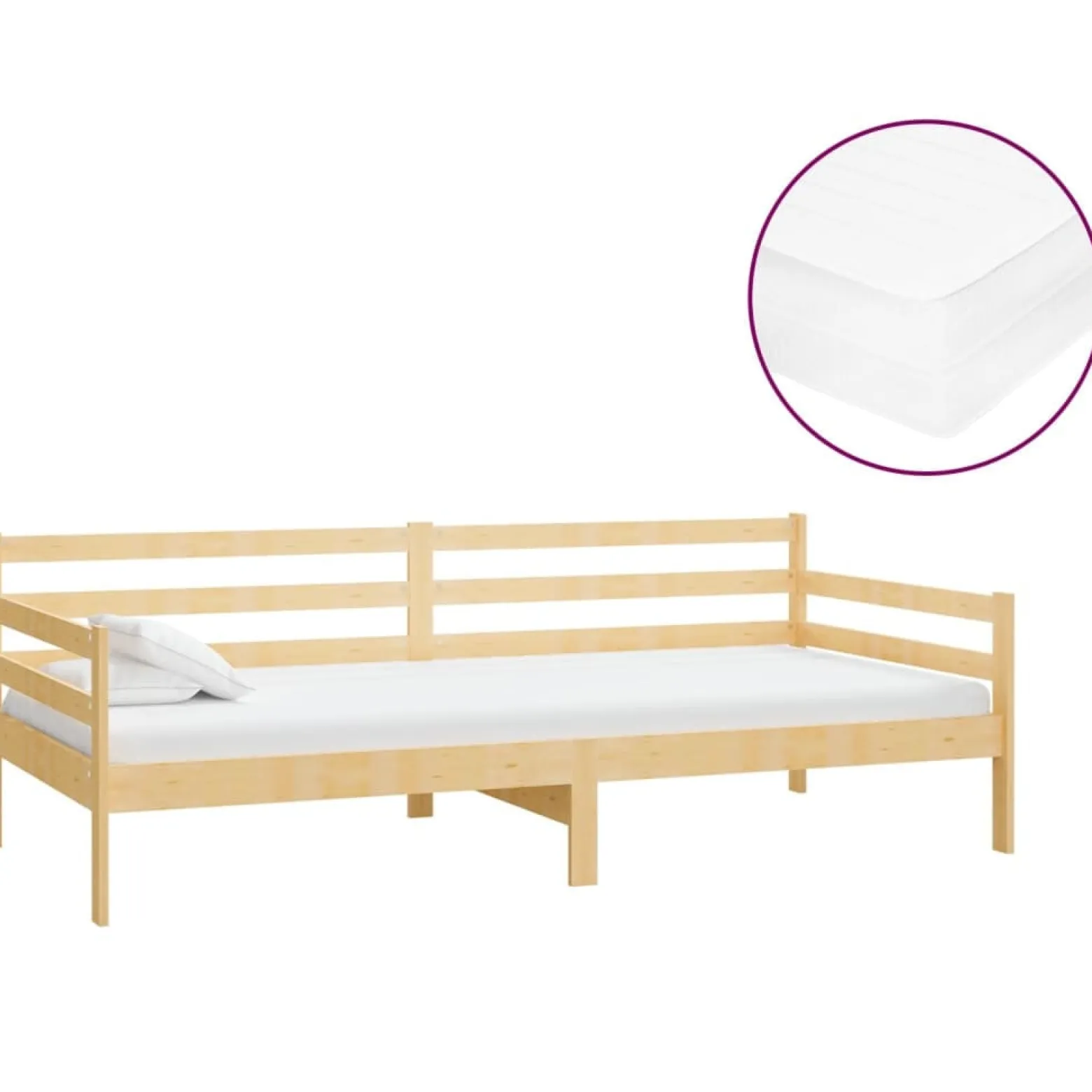 Łóżko dzienne z materacem 90x200 cm lite drewno sosnowe