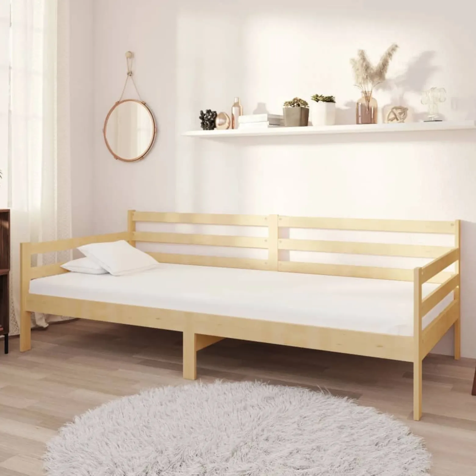 Łóżko dzienne z materacem 90x200 cm lite drewno sosnowe