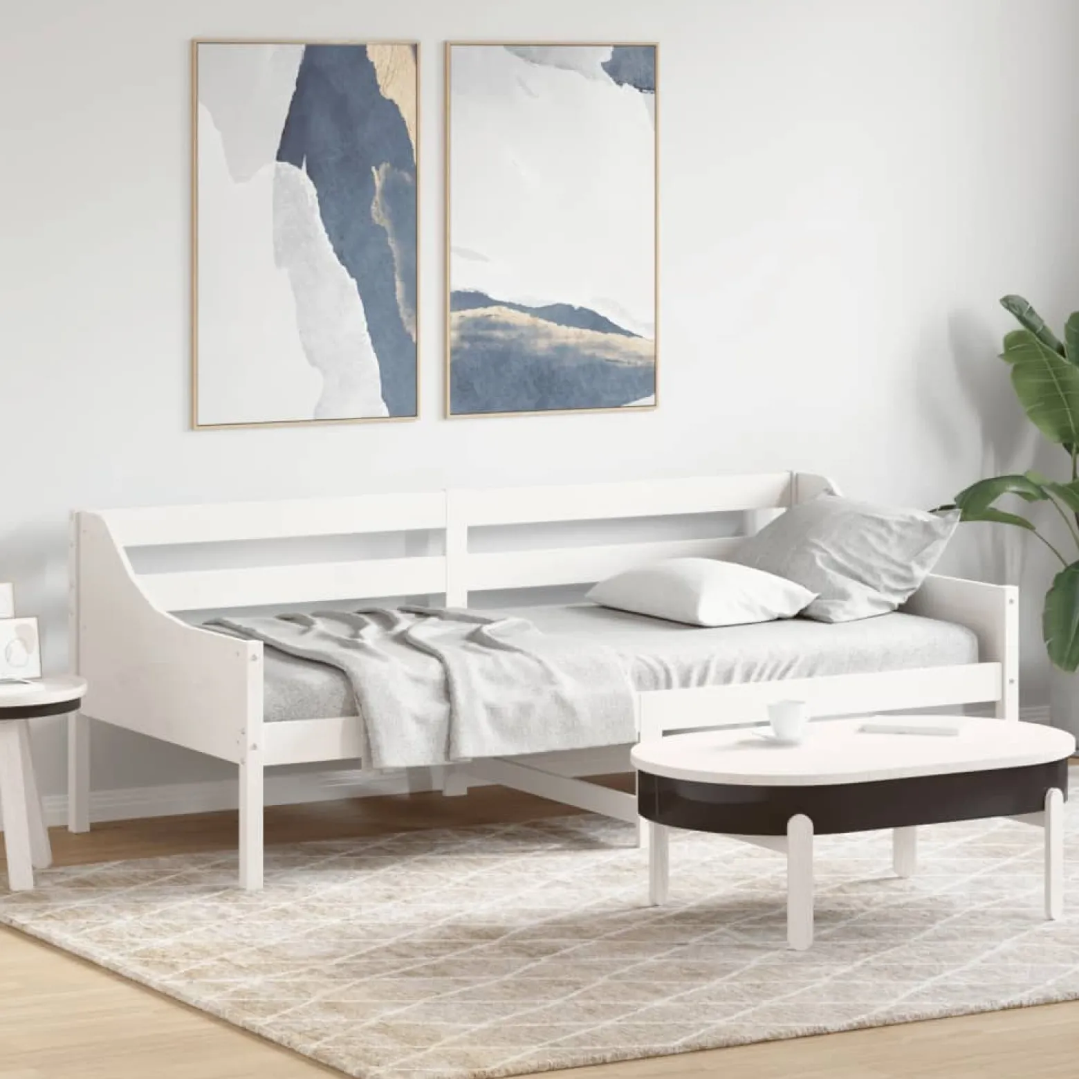 Łóżko Łóżko Drewniane Białe Rama Łózko Ze Stelażem 80x200 cm