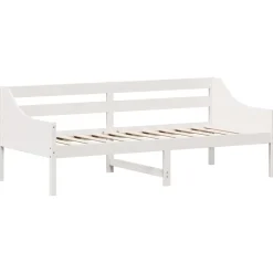 Łóżko Łóżko Drewniane Białe Rama Łózko Ze Stelażem 80x200 cm
