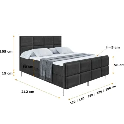 Łóżko kontynentalne - pojemnik, materac, nóżki NOVA-FS-Z 120x200 cm
