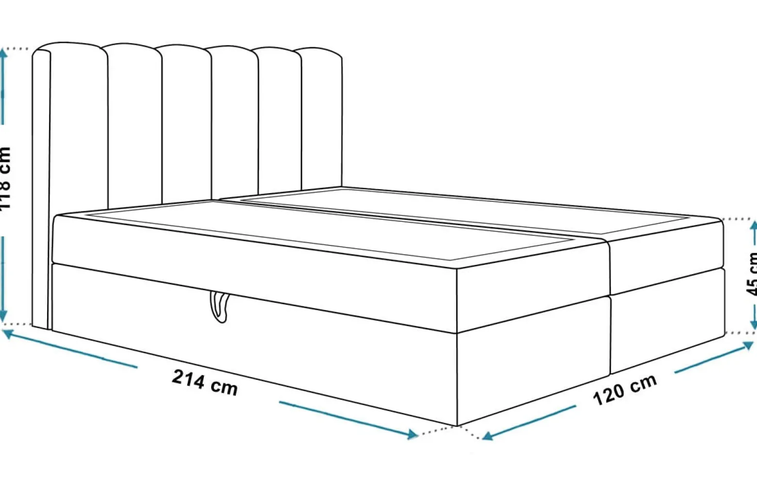Łóżko kontynentalne FOX 10 120x200 z pojemnikiem i materacem- czarne