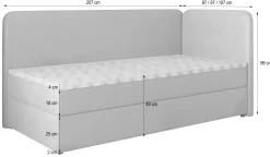 Łóżko kontynentalne GINA z topperem 90x200 cm