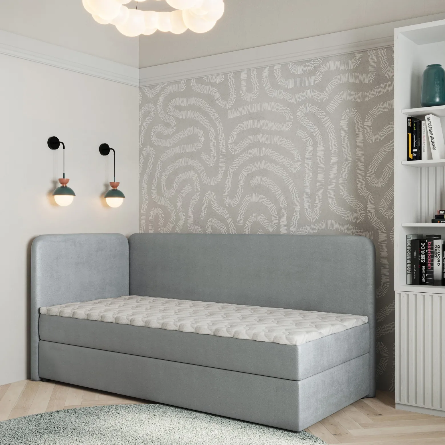 Łóżko kontynentalne GINA z topperem 90x200 cm