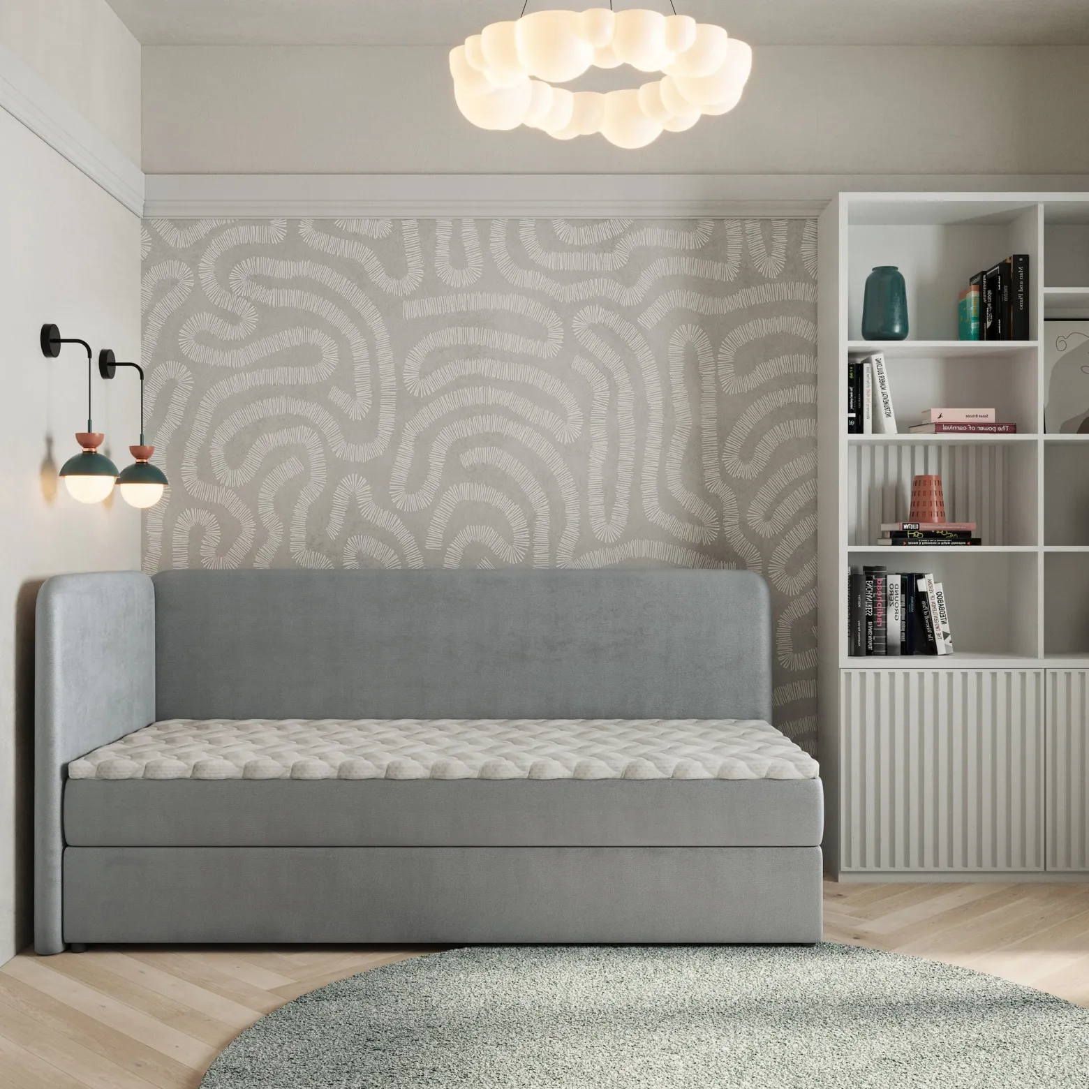 Łóżko kontynentalne GINA z topperem 100x200 cm