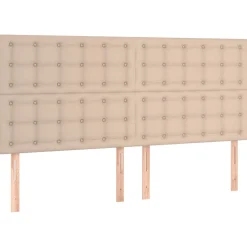 Łóżko Kontynentalne Tapicerowane z Materacem Cappuccino Ekoskóra 160x200cm