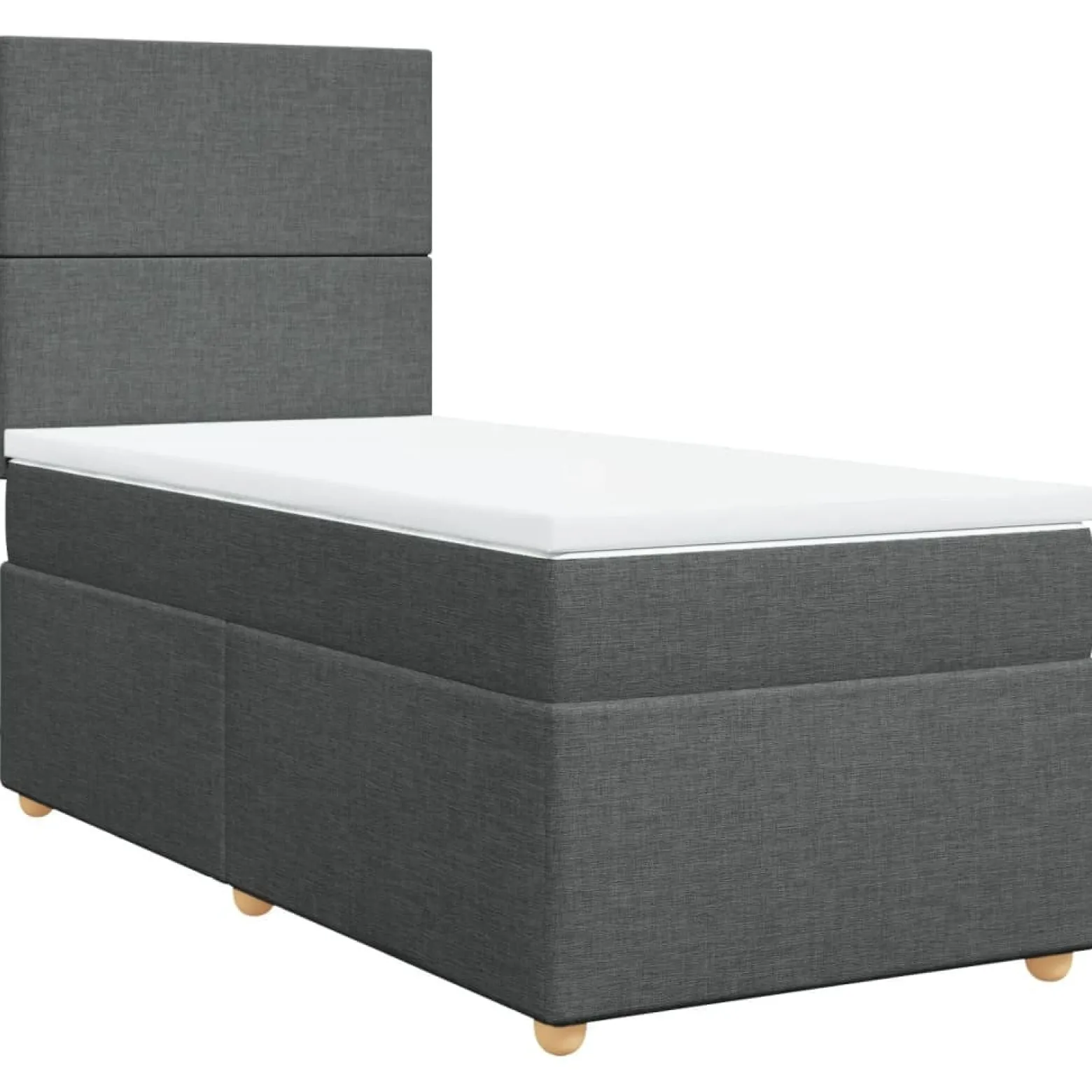 Łóżko kontynentalne z materacem, ciemnoszara tkanina 90x190 cm