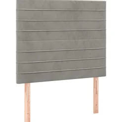 Łóżko kontynentalne z materacem jasnoszare aksamit 80x200 cm