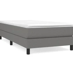 Łóżko kontynentalne z materacem, ciemnoszara tkanina 80x200 cm