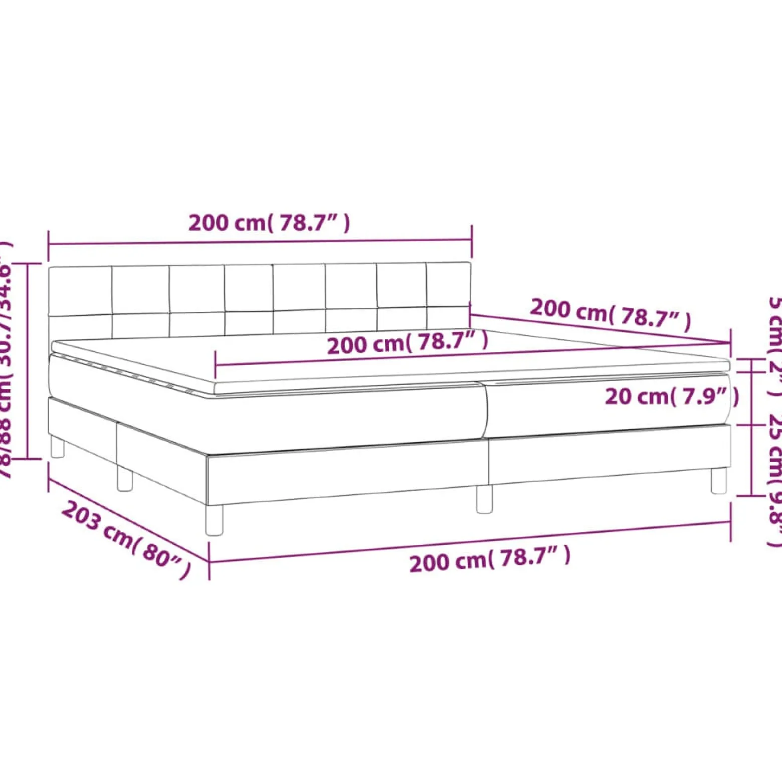 Łóżko Kontynentalne z Materacem Zielone do Sypialni Aksamit 200x200 cm