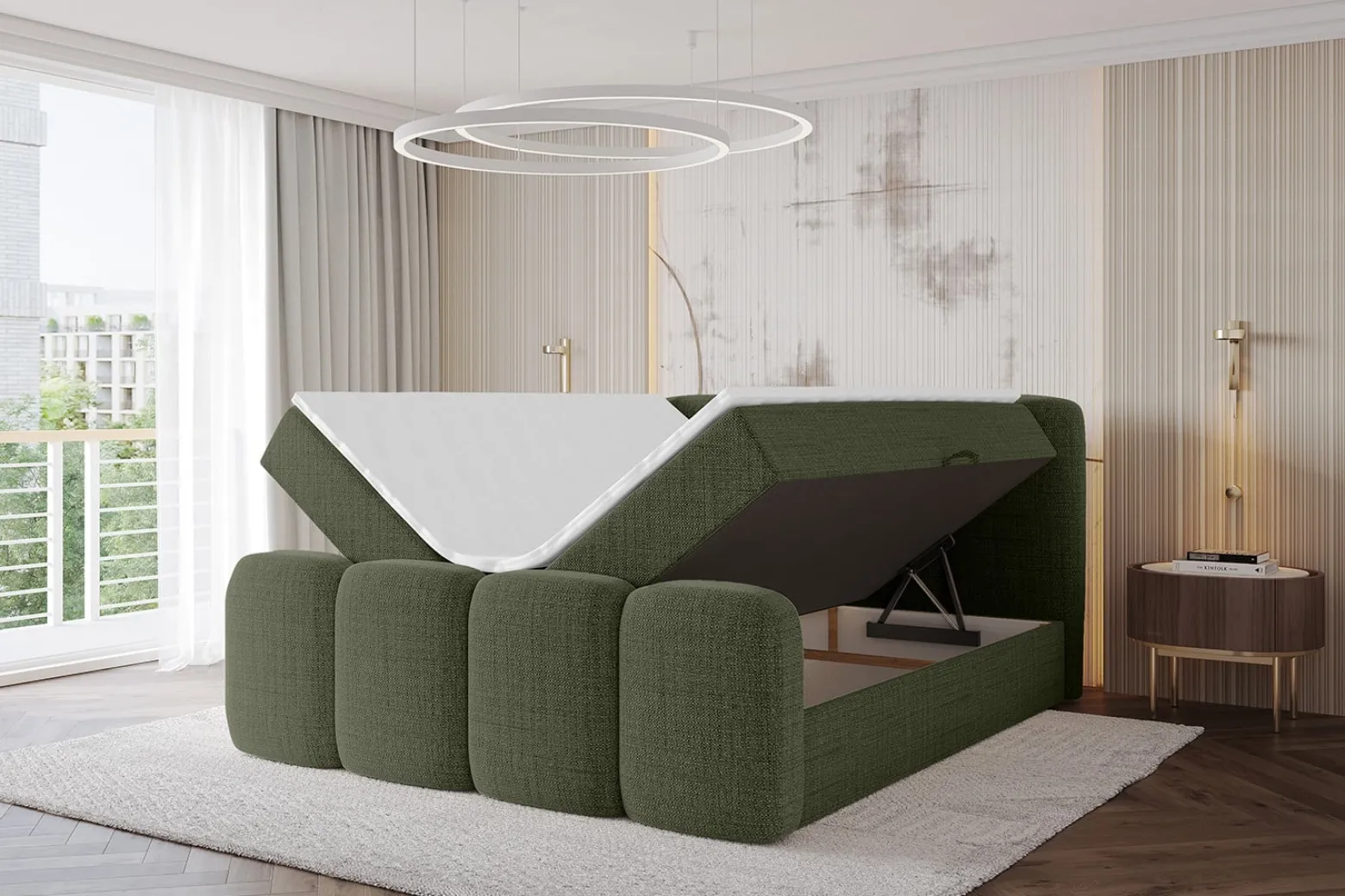 Łóżko kontynentalne z pojemnikiem i materacem H3 NINA-Z - 120x200cm