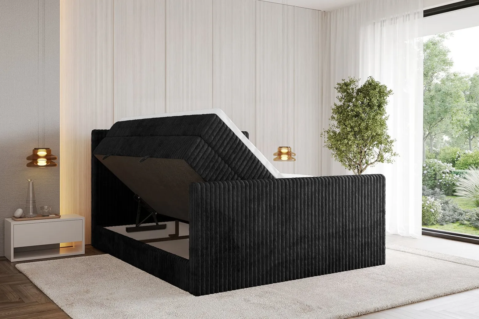 Łóżko kontynentalne z pojemnikiem i materacem H3|H4 TOLO-Z KING 120x200cm