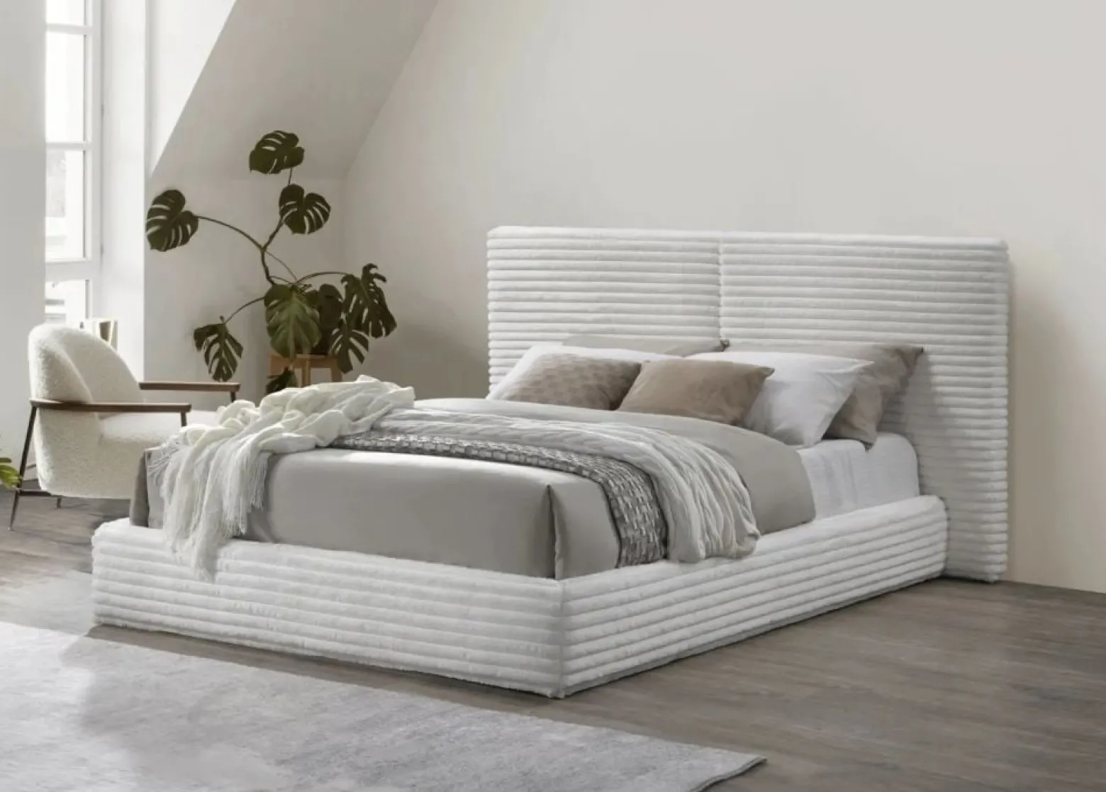 Łóżko MADERA 160x200 kremowe bez szuflady/bez materaca
