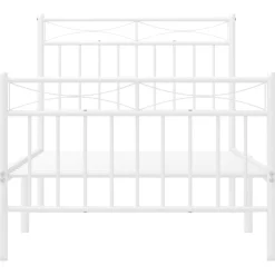 Łóżko Metalowe Rama Łóżka Ze Stelażem Do Pokoju Sypialni Biała 90x200 cm