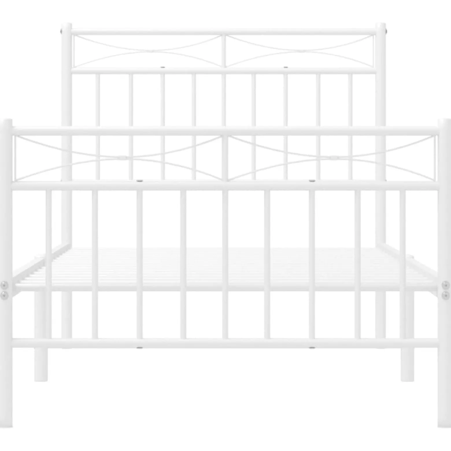Łóżko Metalowe Rama Łóżka Ze Stelażem Do Pokoju Sypialni Biała 90x200 cm