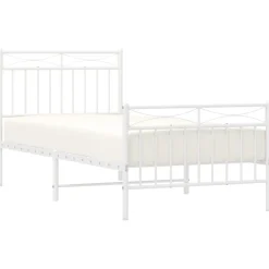 Łóżko Metalowe Rama Łóżka Ze Stelażem Do Pokoju Sypialni Biała 90x200 cm