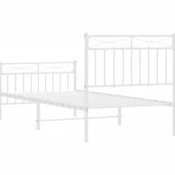 Łóżko Metalowe Rama Łóżka Ze Stelażem Do Pokoju Sypialni Biała 90x200 cm
