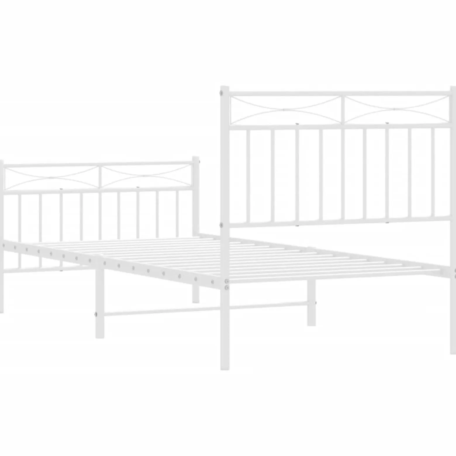 Łóżko Metalowe Rama Łóżka Ze Stelażem Do Pokoju Sypialni Biała 90x200 cm