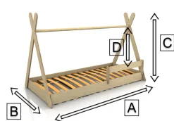Łóżko podłogowe pojedyncze drew. TIPI FLOOR Białe SMARTWOOD®