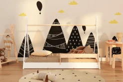 Łóżko podłogowe pojedyncze drew. TIPI FLOOR Białe SMARTWOOD®